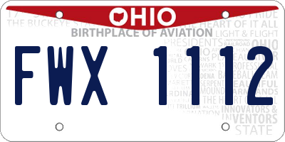 OH license plate FWX1112