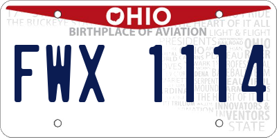 OH license plate FWX1114