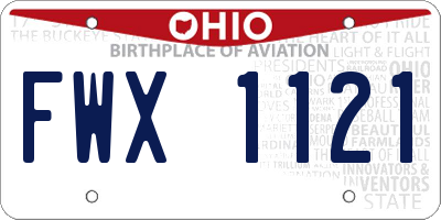 OH license plate FWX1121