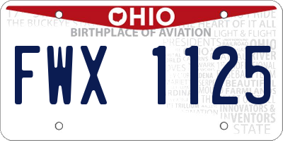OH license plate FWX1125