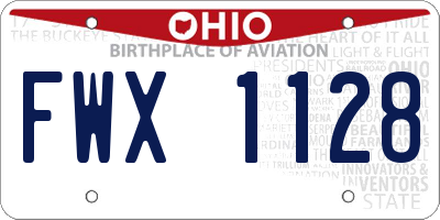 OH license plate FWX1128