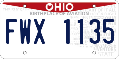 OH license plate FWX1135