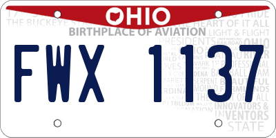 OH license plate FWX1137