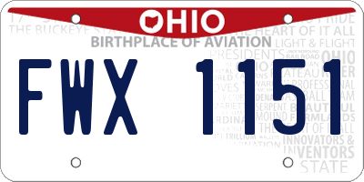 OH license plate FWX1151