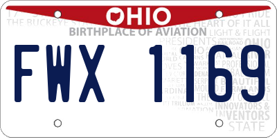 OH license plate FWX1169