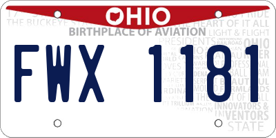 OH license plate FWX1181