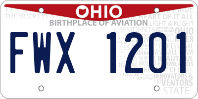 OH license plate FWX1201