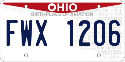 OH license plate FWX1206