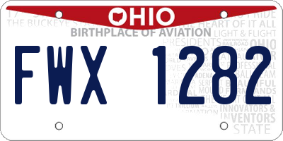 OH license plate FWX1282