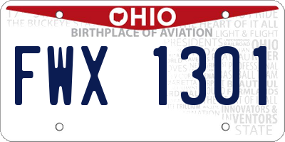 OH license plate FWX1301