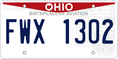 OH license plate FWX1302