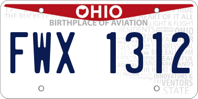 OH license plate FWX1312