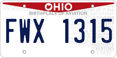 OH license plate FWX1315