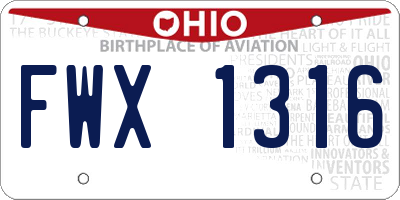 OH license plate FWX1316