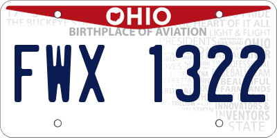 OH license plate FWX1322