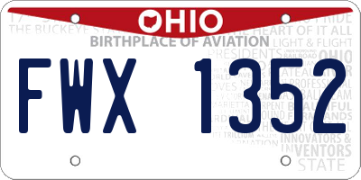 OH license plate FWX1352