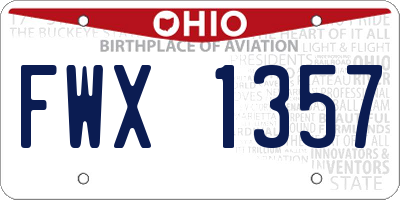 OH license plate FWX1357