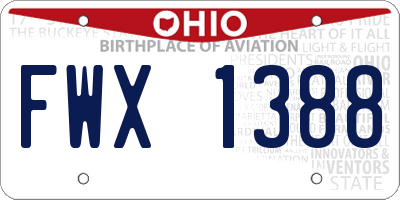 OH license plate FWX1388