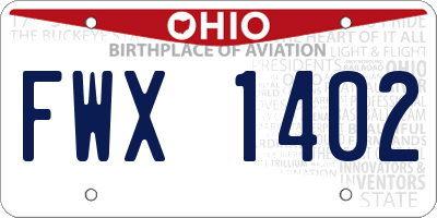 OH license plate FWX1402
