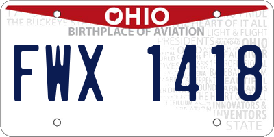 OH license plate FWX1418