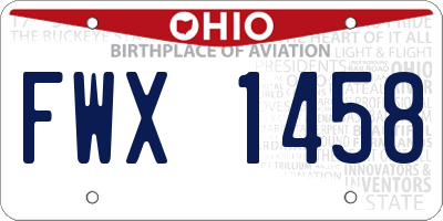 OH license plate FWX1458