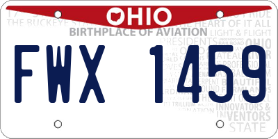 OH license plate FWX1459