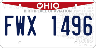 OH license plate FWX1496
