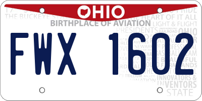 OH license plate FWX1602