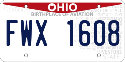 OH license plate FWX1608