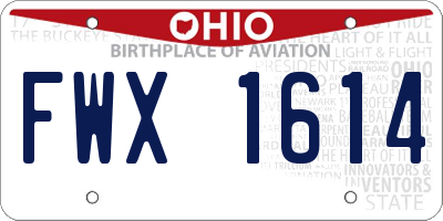 OH license plate FWX1614