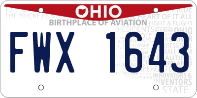 OH license plate FWX1643
