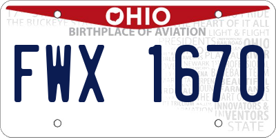 OH license plate FWX1670