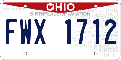 OH license plate FWX1712