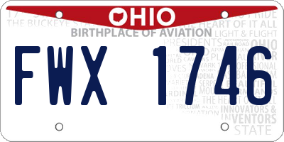 OH license plate FWX1746