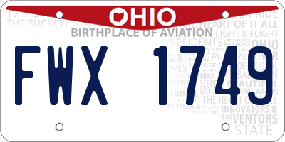 OH license plate FWX1749