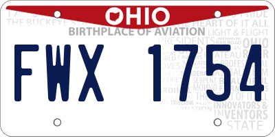 OH license plate FWX1754