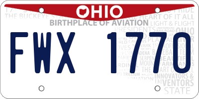 OH license plate FWX1770