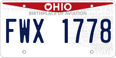 OH license plate FWX1778