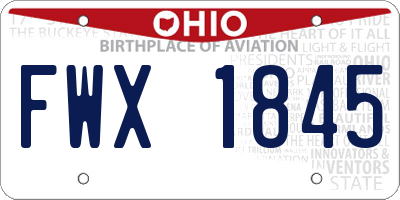 OH license plate FWX1845