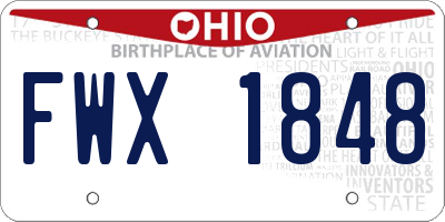 OH license plate FWX1848