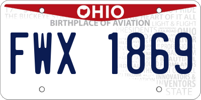 OH license plate FWX1869