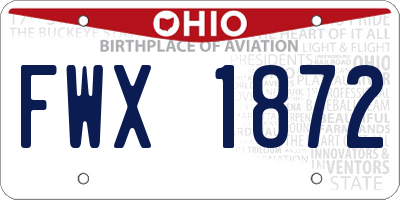 OH license plate FWX1872