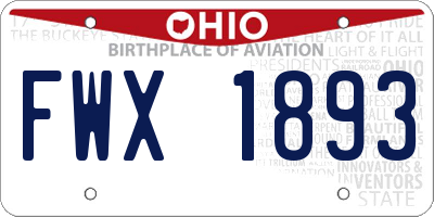 OH license plate FWX1893