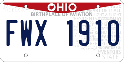 OH license plate FWX1910