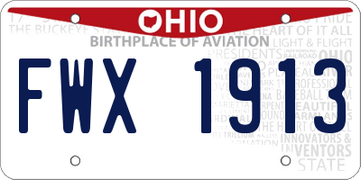 OH license plate FWX1913