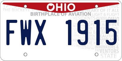 OH license plate FWX1915
