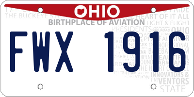OH license plate FWX1916