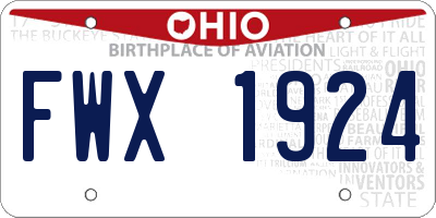 OH license plate FWX1924