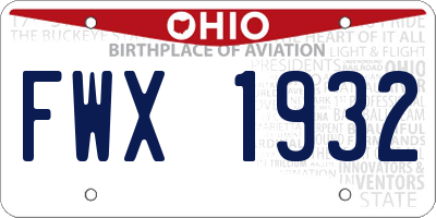 OH license plate FWX1932