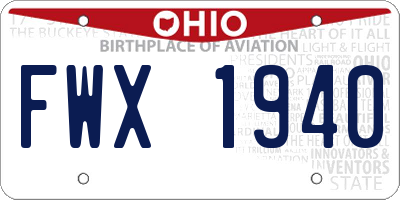 OH license plate FWX1940
